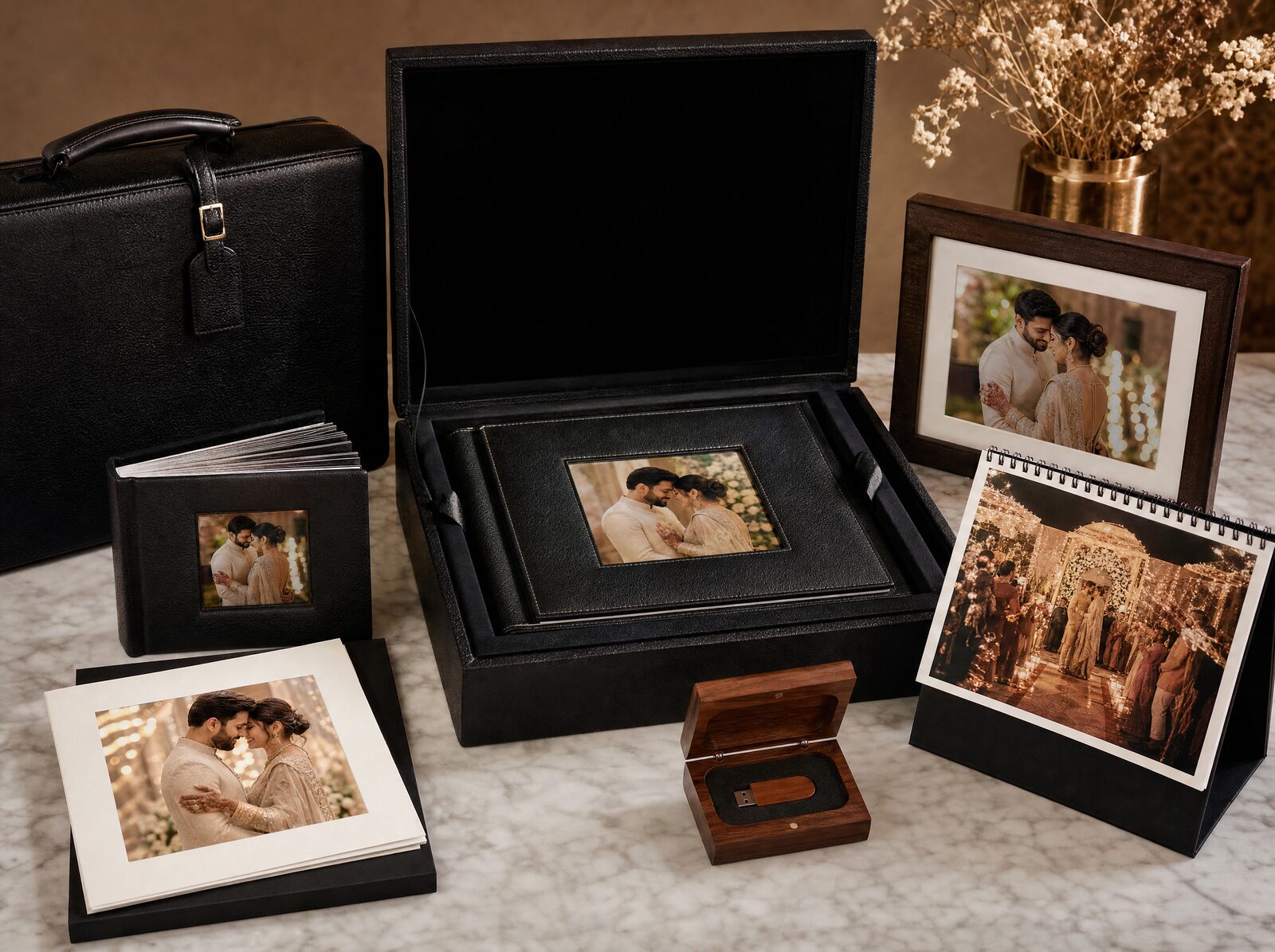 Album box, mini album, frames, calendar and pendrive box